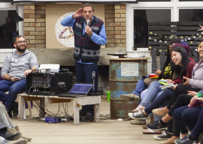 After an evening of hearing from representatives from overseas missions agencies, Nigel Pollock reprised his role as auctioneer in the Ugly Jumper fundraiser for IFES.