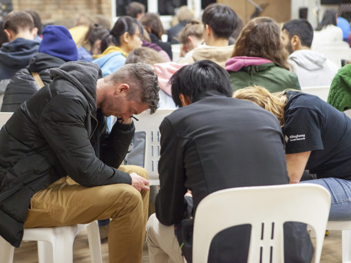 Prayer time during one of the sessions.